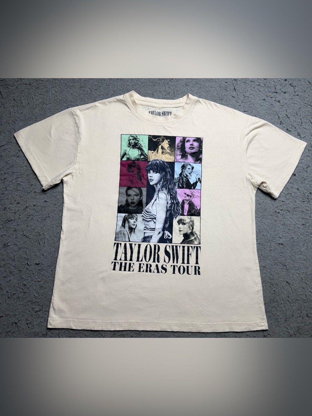Taylor Swift Eras Tour Shirt Adult Large Biege Ivory Concert Photo Grid Tee